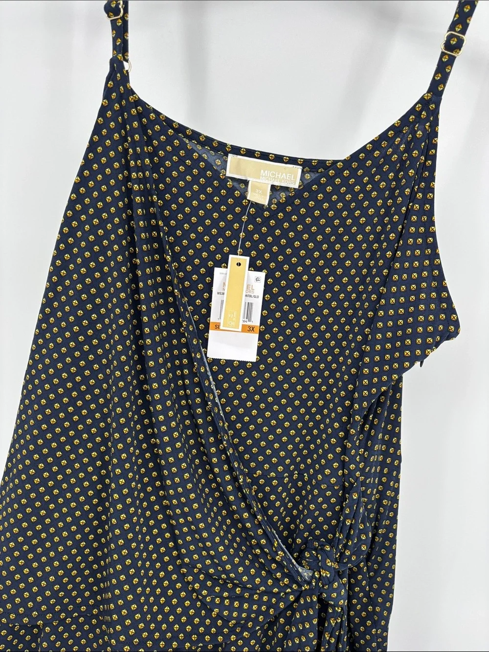 MICHAEL MICHAEL KORS Midnight blue gold Printed Side-Tie Sleeveless Jumpsuit NWT